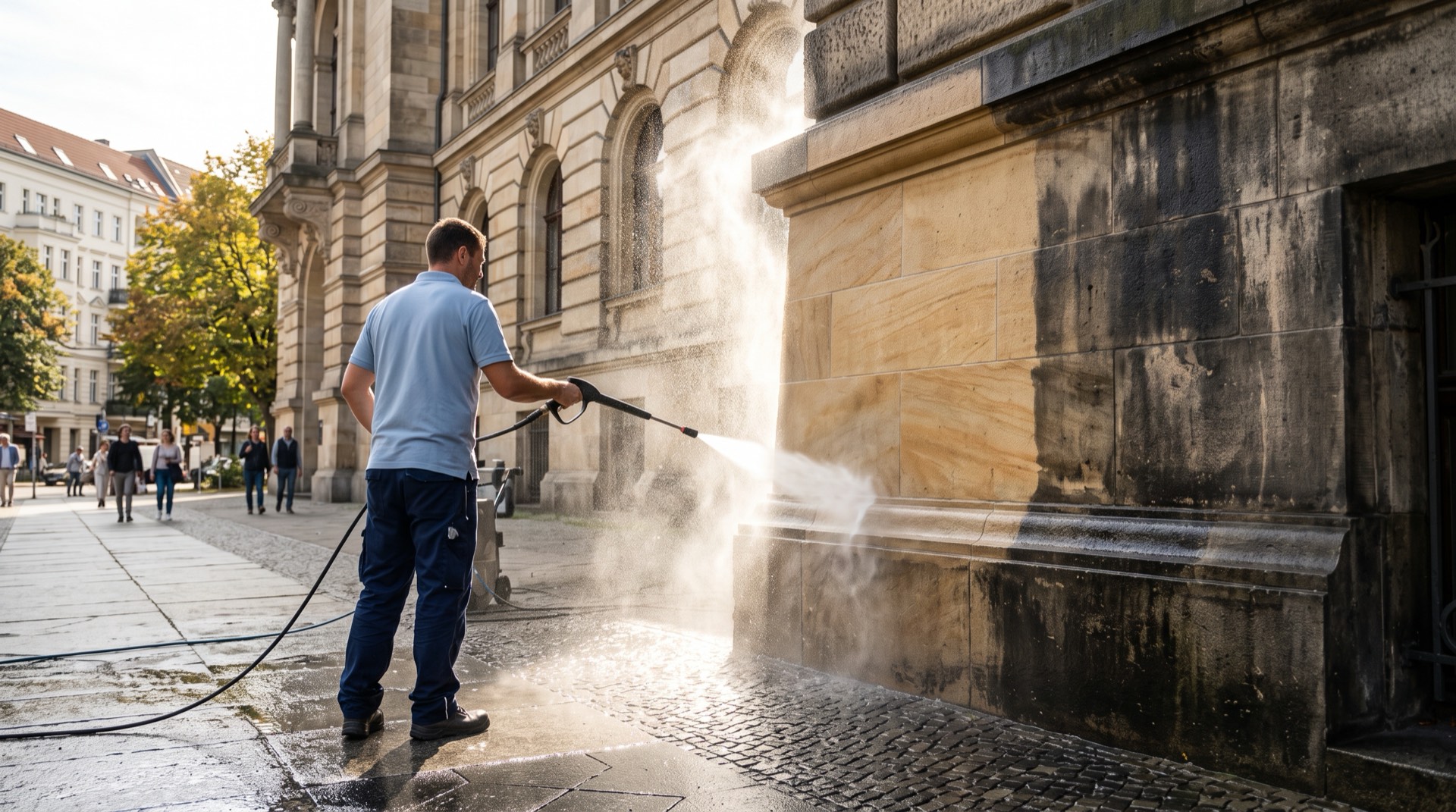 Sonderreinigung in Berlin – Hochdruckreinigung einer Fassade durch All Clean Service